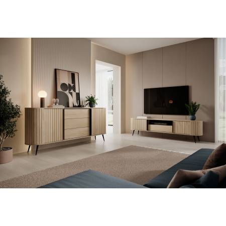 Komoda ryflowana dąb cremona 196 cm 2D3S LAVIA